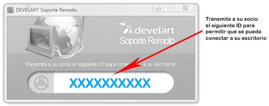 Indique a su socio el ID que le muestra el programa de soporte remoto